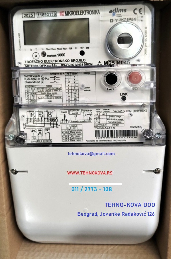 Brojilo Trofazno Dvotarifno MET600 sa NBIot modemom i sklopkom